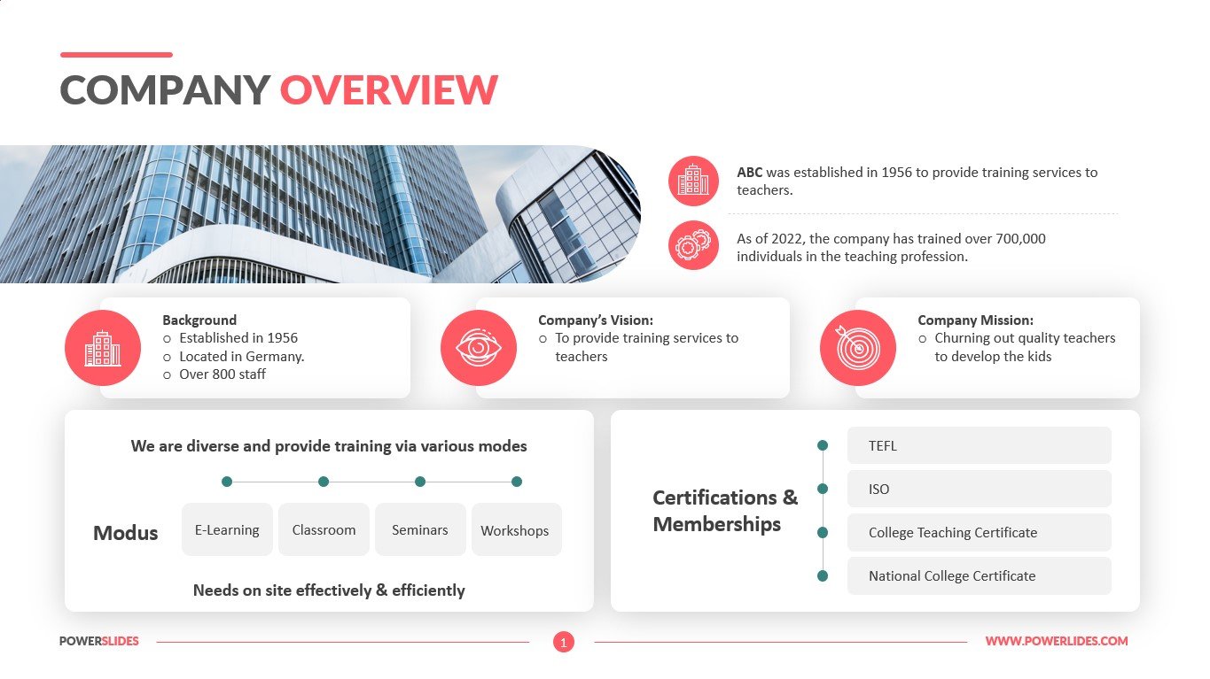 company overview sample for presentation