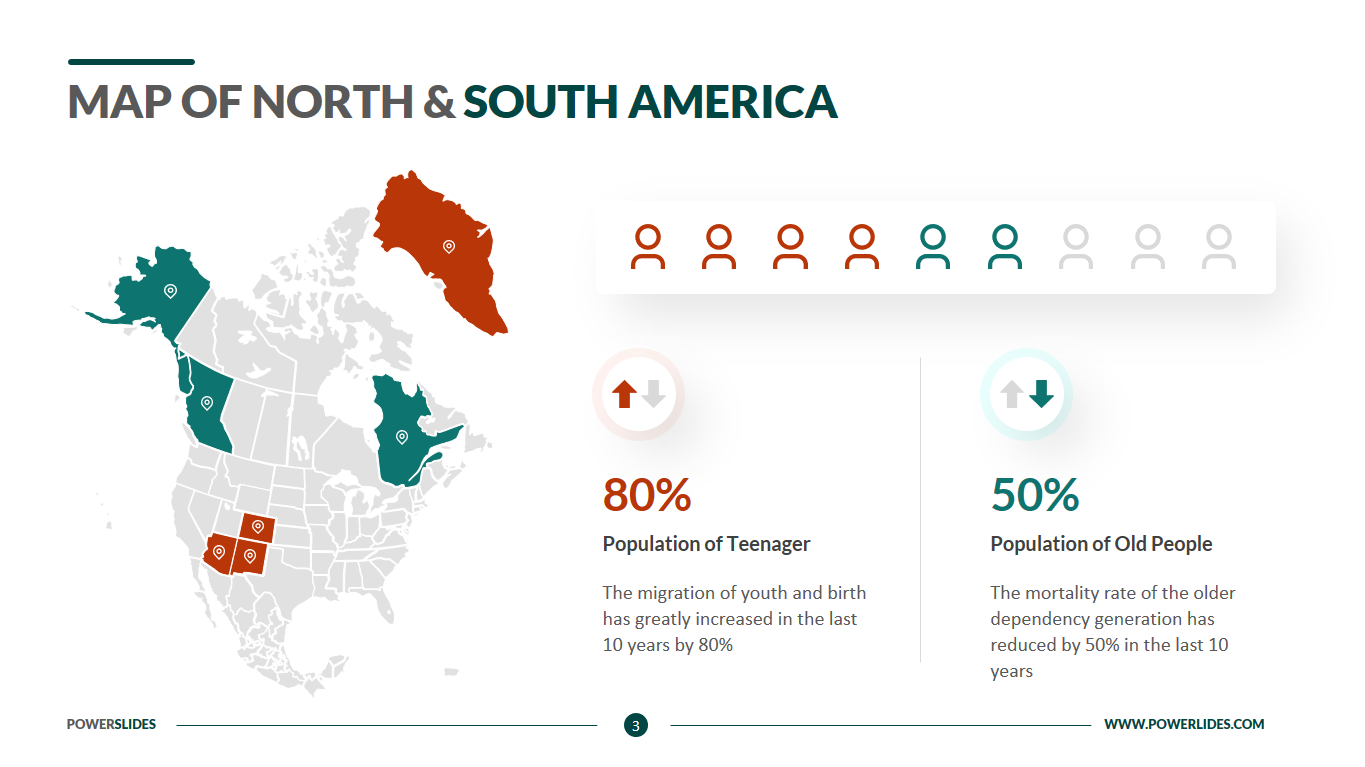 Map of North and South America